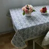 Toalha de mesa de algodão, toalha de mesa de linho com estampa de flor azul, capa de jardim doméstica, decoração de casamento rústica, panos de cozinha