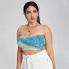 Плюс Размер Сексуальный Летний Tie Dye Crop Top Женская Одежда Strapl Fi Club Пляжная Майка Женский Большой Размер 6XL 7XL 8XL o7AD #