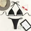 Costume da bagno donna con strass triangolo perizoma bikini 2024 Costume da bagno donna sexy perizoma nero costumi da bagno bagnanti costume da bagno costume da bagno femminile beachwear T240330