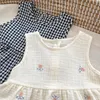 Ensembles de vêtements 2024 Été bébé fille vêtements ensemble infantile filles broderie hauts sans manches pain shorts 2 pièces coton enfant en bas âge tenues