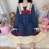 Automne Kawaii Nouveau col de marin japonais Dres Tempérament doux Marine Bowknot Uniforme scolaire Filles Mignon Casual Dr Q8uq #