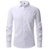 Camisas de vestido vermelho dos homens primavera regular ajuste camisa de manga longa masculino formal casamento elástico fácil cuidado camisa masculina chemise 2xl 240327