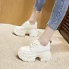 Casual Schoenen 7.5CM Volledige Koe Echt Leer Zwart Platform Sneakers Wedge Vrouwelijke Mode Herfst Lente Dames Mocassin Vrouw