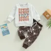 mababy 0-3y Kleinkind Säugling Neugeborene Kinder Baby Jungen Kleidung Set Kuhbrief T-Shirt Tops Hosen Casual Fall Feder Outfits Tracksan