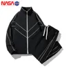 Nasas New Trendy Stand Up Collar Sports Suit Mens Jacket Spring and Autumn Fashion Casual Handsome Student Two-piece Set for Clothing