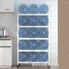 Hooks Household Multifunctional Tableware Cabinet Kitchen Storage Rack Multi-layer With Door Dishes Food