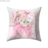 Pillow Rose flower pattern case Living Room Sofa Chair Bed Cushion cover Wedding party decoration Birthday gift Home Y240401