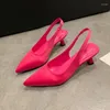 Swobodne buty Summer Slingle For Women 2024 Pitonted Toe Stiletto Slingbacks Sexy Party Ubranie biuro panie na Heele