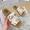 Designer wooden sandal flat bottomed mule slippers multi-color lace letter canvas slippers summer home shoes luxury brand sandals