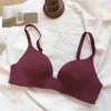 Bras Japanese Seamless Glossy Gathered Underwear Women's Simple Pure Color No Steel Ring Comfortable Triangular Cup Bra