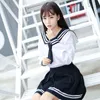 Japonais School Girl Uniforme JK Noir Marin Basic Carto Marine Marin Uniformes Ensembles Marine Costume Femmes Fille V0qo #