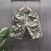 Pantaloncini da uomo Camouflage Cargo Uomo 2024 Estate Coulisse Lunghezza al ginocchio Pantaloni dritti High Street Loose Fit Casual Mens Beach