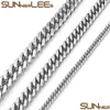 Chains Fashion Jewelry 5Mm 7Mm 9Mm 11Mm Sier Color Stainless Steel Necklace Double Curb Cuban Link Chain For Mens Womens Sc19 Drop Del Ot81H