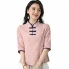 2023 New Spring Traditial China Women's Clothing Cott Linen Top Chinese Ethnic Style Robe Retro Chegsam Improved Han Suit d9Sn#
