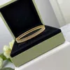 Brand Fashion Van One Row Diamond Bracelet 925 Sterling verzilverd 18K goud met kralen rand enkel handstuk voor vrouwen