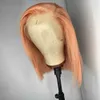 Nxy Vhair Pruiken Rongduoyi Licht Oranje Bob Synthetisch Zijdeachtig Kort Natuurlijk steil haar Kanten Voorkant Pruik voor Zwarte Vrouwen Cosplay Make-up Dragen 240330