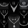 Värdebelt lab diamantsmycken Set Sterling Silver Wedding Halsband örhängen för kvinnor brudgagemang smycken gåva u9zs#