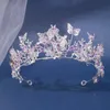 Ręcznie robiona nowoczesna Pearl Rhineste Crown, Tiara Butterfly Floral Crown, Prezent Ślubny, Kwiatowy projekt ręcznie robione włosy korony q9pj#