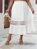 Nueva primavera verano más tamaño poliéster falda midi cintura alta elegante ahueca hacia fuera fiesta danza falda playa casual blanco lg faldas f2kf #