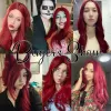 Perruques Henry Margu long Wig Synthétique Red Dark Red Natural Wavy Hair Cosplay Wigs for Women Halloween Daily Fake Hair Fiber therm Resistant