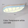 Plafonniers LED Feuilles De Pépinière Design Lampes En Bois Blanc Bleu Couleur Pour Enfants Chambre De Bébé Nordique Couloir Luminaires