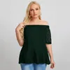 plus Size Sexy Sl Neck Elegant Summer Top Women Lace Patchwork Half Sleeve Casual Blouse T-shirt Tee Plus Size Clothing 6XL Z4gY#