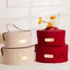 Gift Wrap Velvet Box Containers With Leather Handle Lids Present Wrapping Organizer Holder Proposal Gifts Party Supply Candy