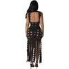 Shower Curtains Hollow Dress Women Sleeveless Backless Coquette Skinny Tassel See Through Bodycon Summer Midnight Clubwear Vestidos