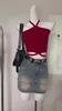 Женские майки, красный укороченный топ, винтажный Y2k, 2000-е годы, без рукавов, с бретелькой на шее, бретелька с открытыми плечами, корсет, топы, жилет, одежда, лето 2024