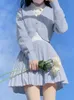 Japon école pull hiver col en V JK uniforme femmes cardigan jupe rose ensembles Lg manches tricoté manteau étudiant fille cosplay 2023 15rc #