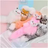 Portachiavi Cordini Fluffy Animal Cartoon Fox Portachiavi Ciondolo carino Portachiavi per auto Catene Portaborse Borsa Ornamento Gioielli da donna Char Dhlrg