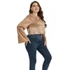 women's Plus Size Satin Silk Lg Sleeve Butt Down Shirt Formal Work Blouse Top Casual Busin Oggice Pliad Khaki Clothing Q5GD#
