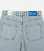 Big Boy Shorts Y2K Pants Harajuku Gothic Hip Hop Cartoon Embroidery Retro Blue Baggy Denim Gym Men Basketball 240315