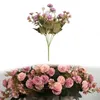 Decorative Flowers Bouquet Artificial Flower Eye-catching 11 Heads Carnation Home Ornament Silk Wedding