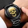 Zegarek Lige Szkielet Mężczyźni Watch Top Mand Casual 3D Skull Pełna stalowa wodoodporna Wodoodporna Wojskowe Sporty Mężczyzny Kwarcowy Zegarek Relogio Masculino 24329