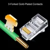 20/50/100pcs RJ45 Konnektör 6U Ethernet Kabloları Modül Modülünden Geçiren Gold Platfass Network RJ-45 Kristal Kafalar CAT5 CAT5E