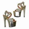 Dance Shoes Peep Toe 17CM/7inches PU Upper Plating Platform Sexy High Heels Sandals Pole 057