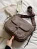 Maillard Autumn/Winter Bags Women's 2023 New Retro Wide Shoulder Strap Rivet Shoulder Bag Work Crossbody Bag Sadel Bag O042#