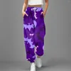 Kvinnors byxor för kvinnor med Pocket Loose Fashion Halloween Festival Trousers Animal Printed Elastic Soe Up Breattable
