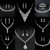 Waardevolle Lab Diamond Sieraden set Sterling Zilveren Bruiloft Ketting Oorbellen Voor Vrouwen Bruids Verlovingssieraden Cadeau F1y7 #