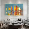 Sailing Boat Hand-painted Oil Painting Thick Oil Knife Painting Smooth Bright Future Decorative Painting Horizontal Wall Art Sea Scape Canvas Art For Decor