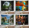 Tapestries Wholesale 3D Beach Towel Waterfall Landscape Beautiful Forest Stream Printing Wall Carpet Yoga Mat Home Decor Big Lake Tapestry