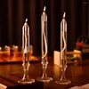 Candle Holders 3 Pcs Taper Glass Oil Lamp Desktop Clear Kerosene Transparent Simple Shape Light