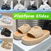 Designer Slippers womem platform slides crochet Sandals Summer flat leather slippers sliders womens casual Shoes luxury outdoor home Buckle Beach Sandal