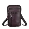 Поясные сумки, многофункциональная сумка на плечо из натуральной кожи, однотонная мужская сумка через плечо на молнии