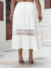 Nueva primavera verano más tamaño poliéster falda midi cintura alta elegante ahueca hacia fuera fiesta danza falda playa casual blanco lg faldas f2kf #