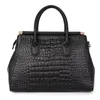 Sac à main en cuir imprimé crocodile pour femme, sac à main de grande capacité en cuir de vache, sac à bandoulière e-épaule K19h #