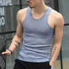 Męskie koszulki Męskie bez rękawów Prawidłowy zbiornik Kolor Slim Fit Fitness Training T-shirt T-shirt kamizelka do biegania 240319