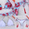 Costumi da bagno da donna Costumi da bagno per ragazze Bikini a triangolo Set Brasile Bikini 2024 Costumi da bagno con cinturino con cinturino Costumi da bagno con nappe Costumi da bagno da donna Costumi da bagno push up J240330