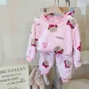 Baby Boy Girl Clothes Pyjamas Set Thick Flannel Fleece Toddler Child Warm Cartoon Sleepwear Kids Home Suit Autumn/Winter 240314